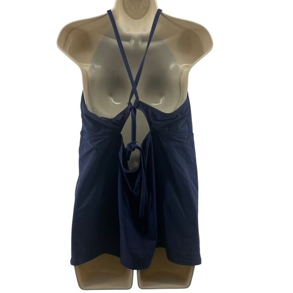 Lands End Tankini Top Strappy Halter Deep Sea Blue Womens Size 18 - Picture 4 of 4